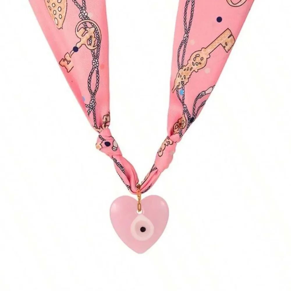Pink Heart Scarf Necklace Q868